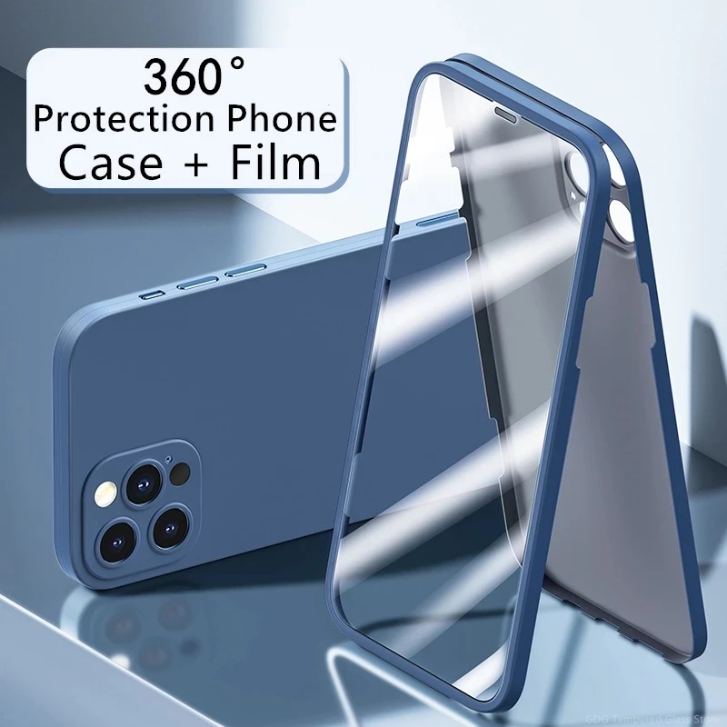 Nyeste 360 ​​Full Telefon Case med Beskyttelses Film integreret skærmdæksel Glasfilm til iPhone 12 Pro Max